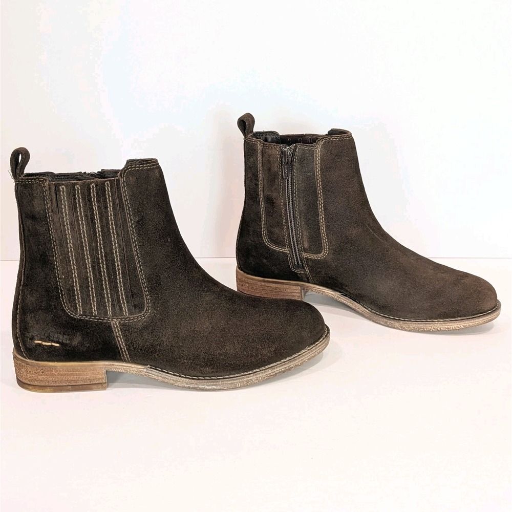 Josef Seibel Sienna 02 Suede Ankle Boot Women's 37 US 6.5 Brown Zip Block Heel